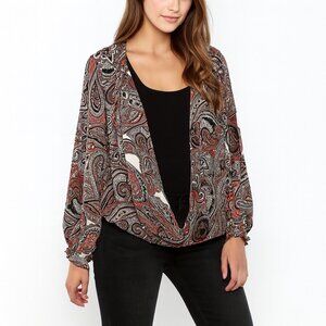 Flying Tomato plus size womens Paisley Drape Front Blouse open size 2X